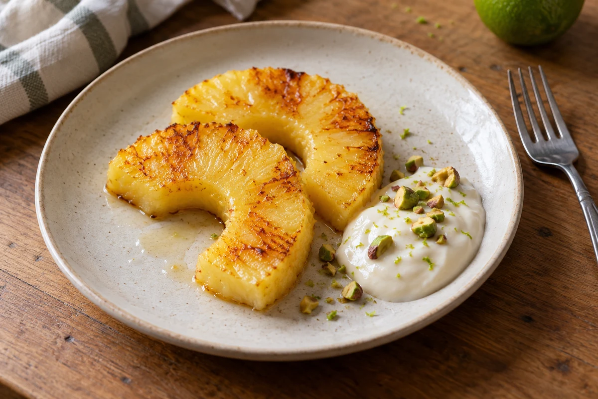Warme Ananas mit Limettencreme