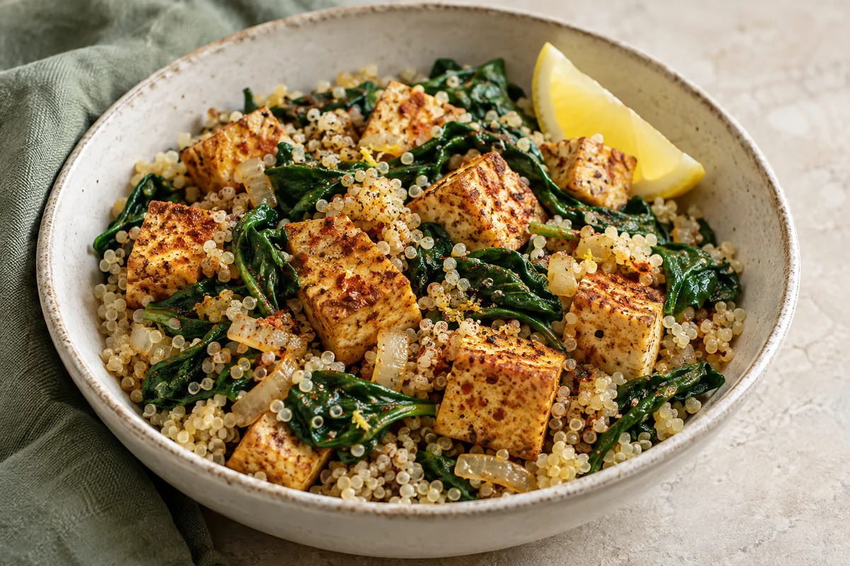 Tofu-Spinat-Quinoa