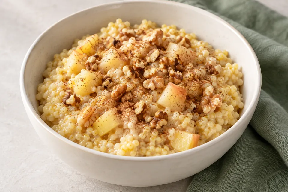 Warme Apfel-Hirse mit Walnüssen